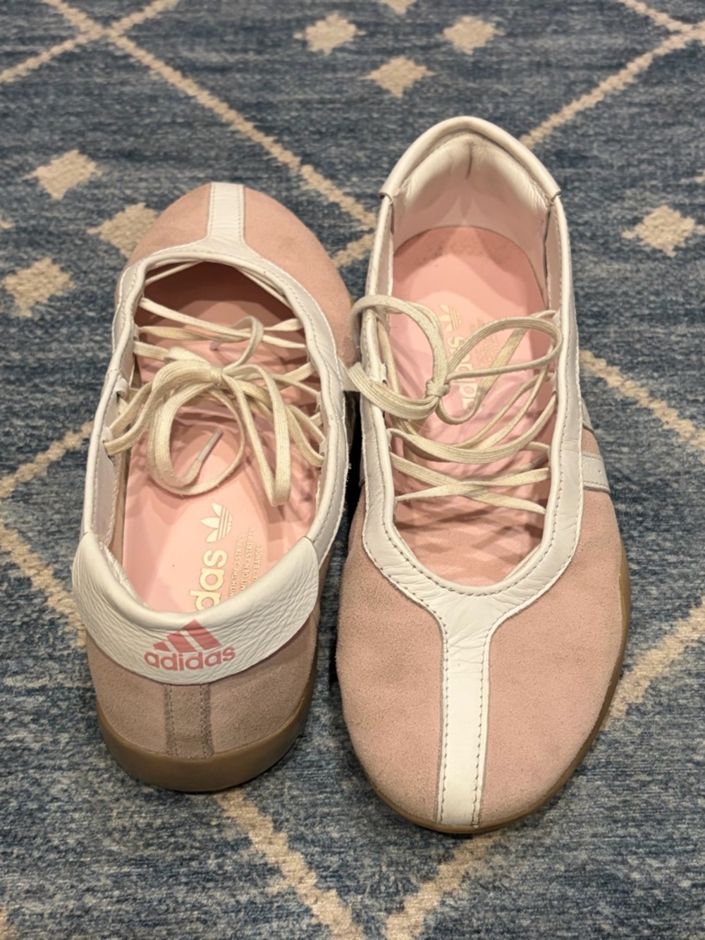 adidas Women’s taekwondo ballet flats Pink and White Suede Sneakers